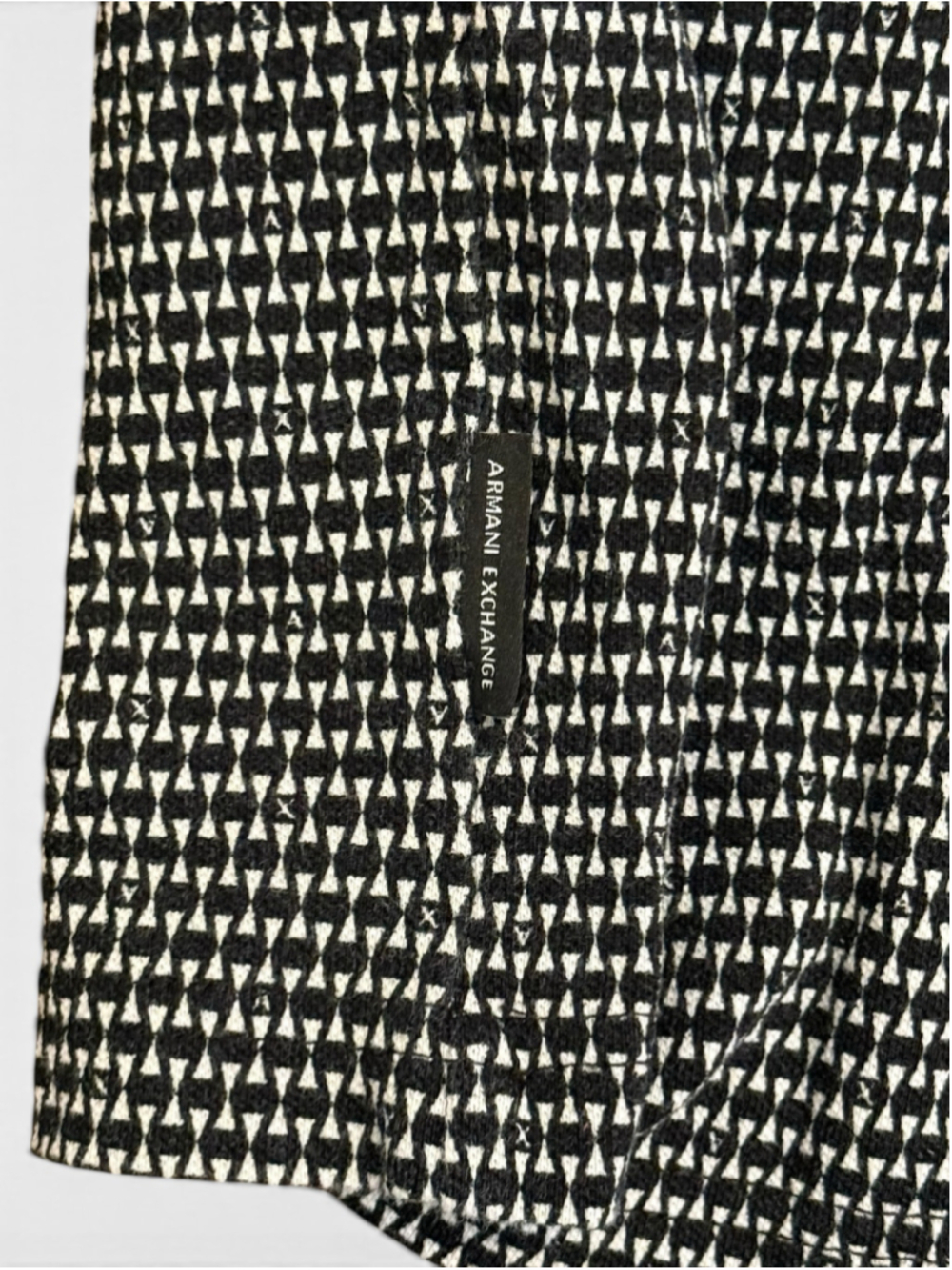 Armani Exchange A|X Men’s Polo Shirt Large Black White Geometric Print - Picture 3 of 5